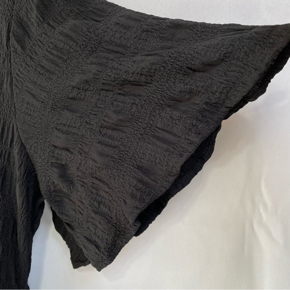 Nordstrom Women’s Black Texture Flowy Maxi Dress Size Medium V-Neck Tiered - Picture 5 of 10